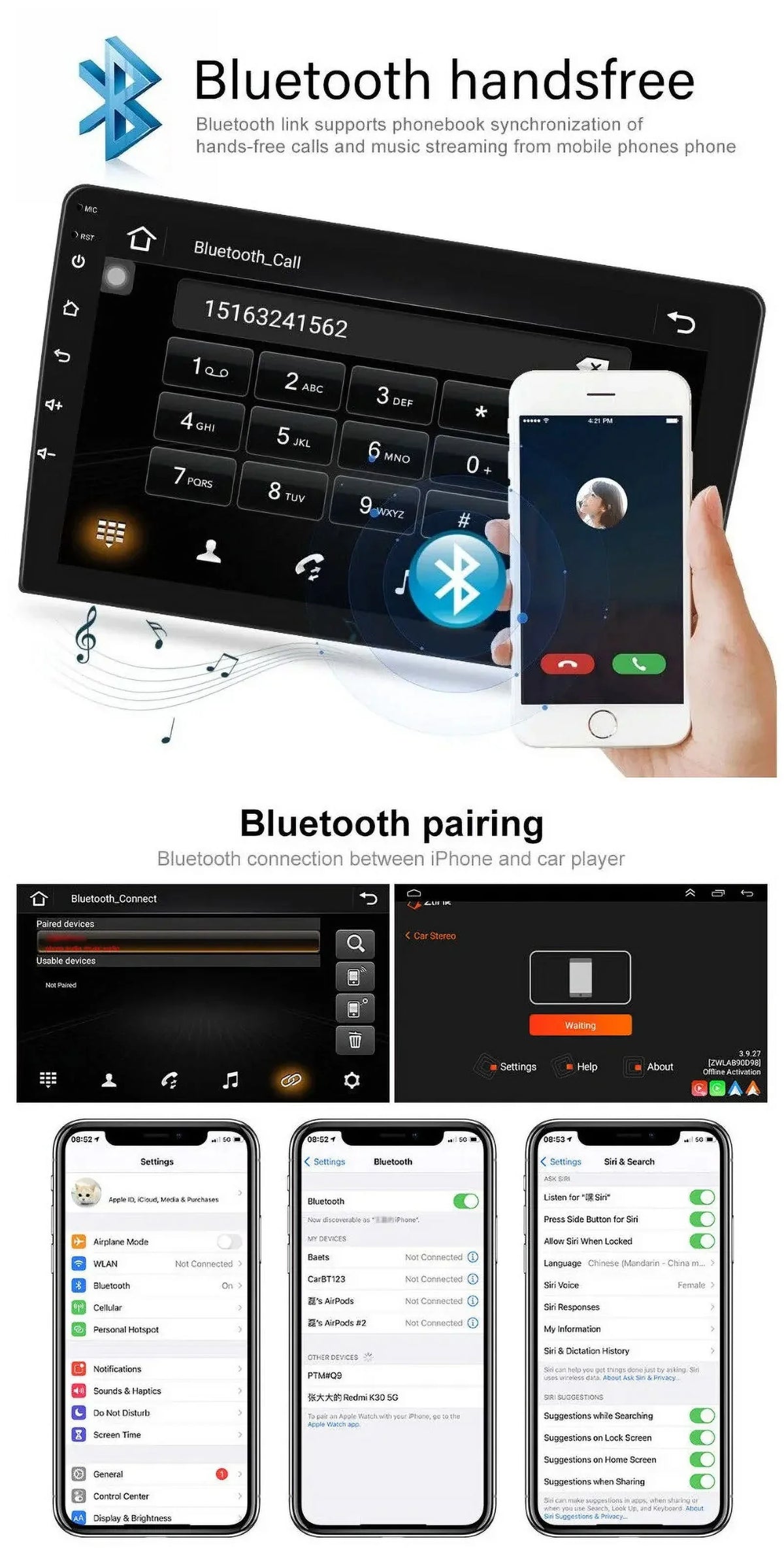 2+32G for Honda Accord 2003 to 2007 Wireless Carplay Android Auto Mirror Link 10.1'' Monitor Car Stereo Radio Android 13 Bluetooth GPS Wifi Hifi, AHD Backup Camera