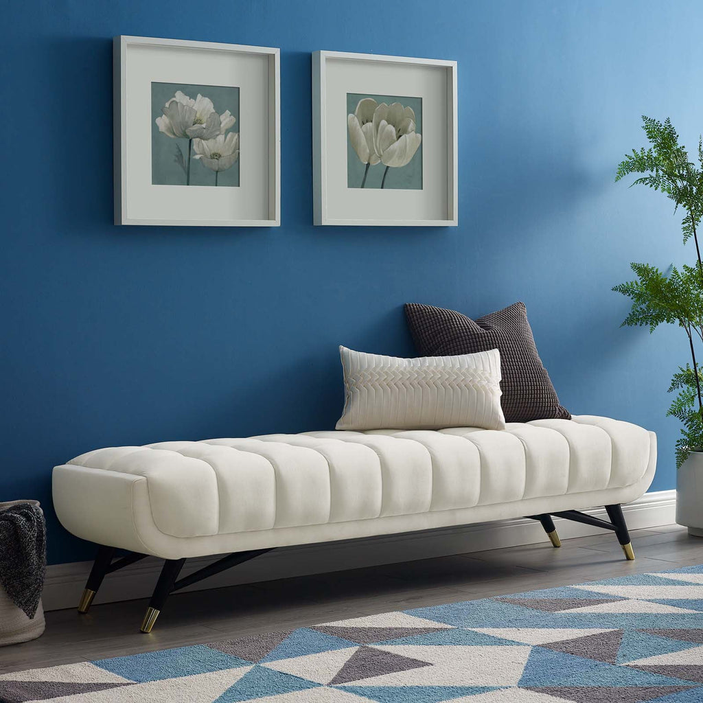 Modway Adept Capability Velvet Bench in Ivory