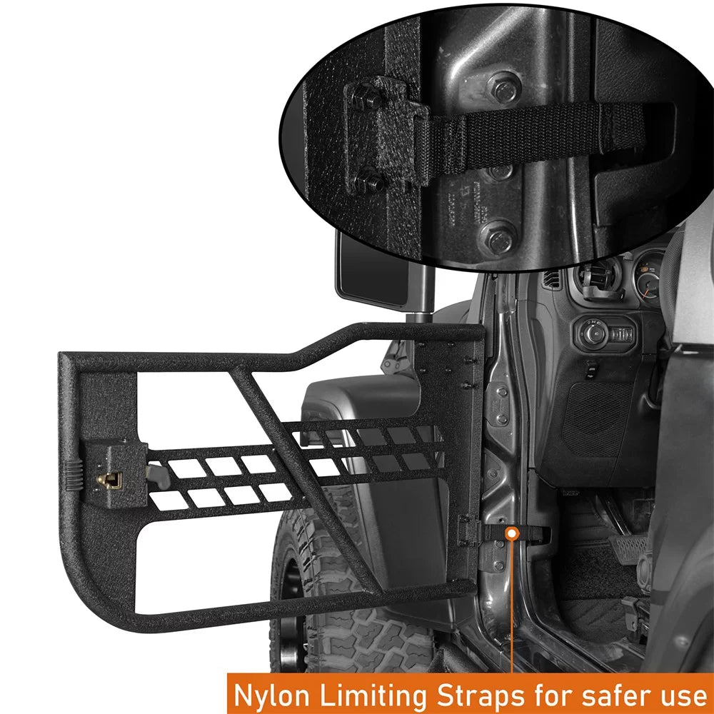 Hooke Road Fit 2018-2023 Jeep Wrangler JL 2-Door Steel Tubular Half Door Guards Frame Black