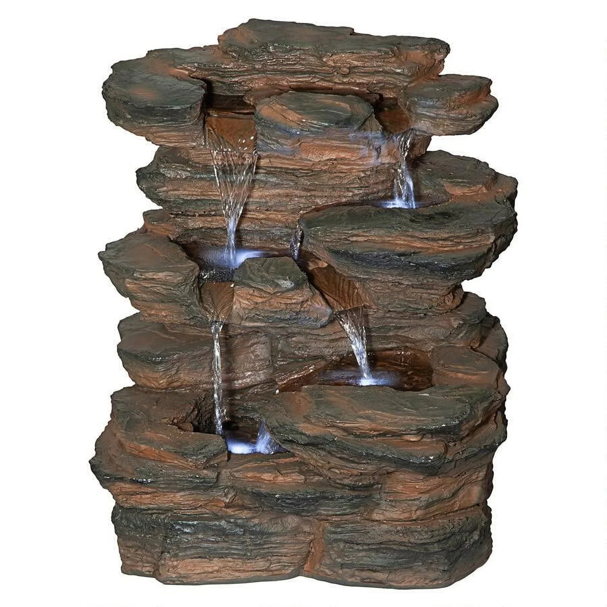 Design Toscano Ramrod Bluffs Cascading Fluid Illuminated Tabletop Fountain