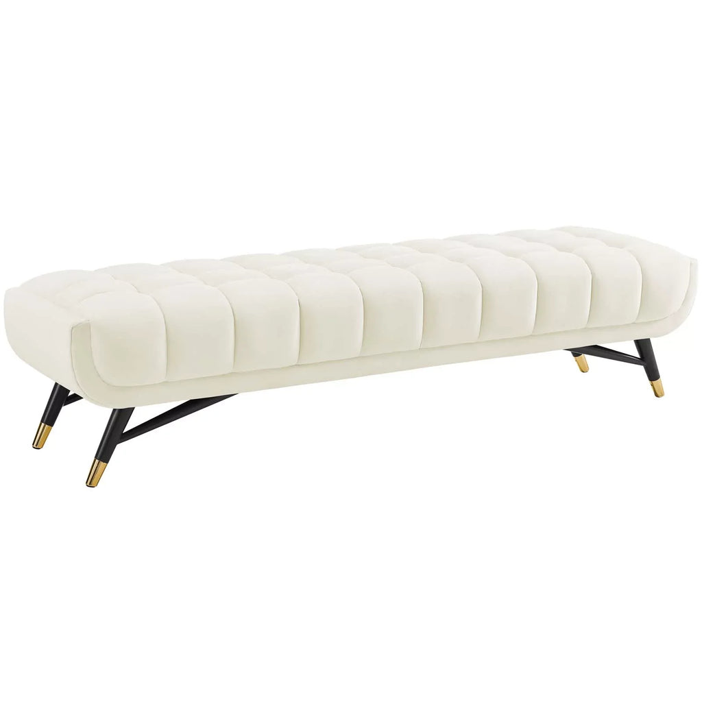 Modway Adept Capability Velvet Bench in Ivory