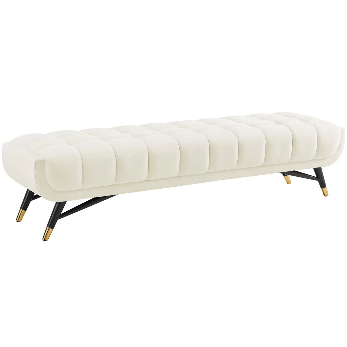 Modway Adept Capability Velvet Bench in Ivory