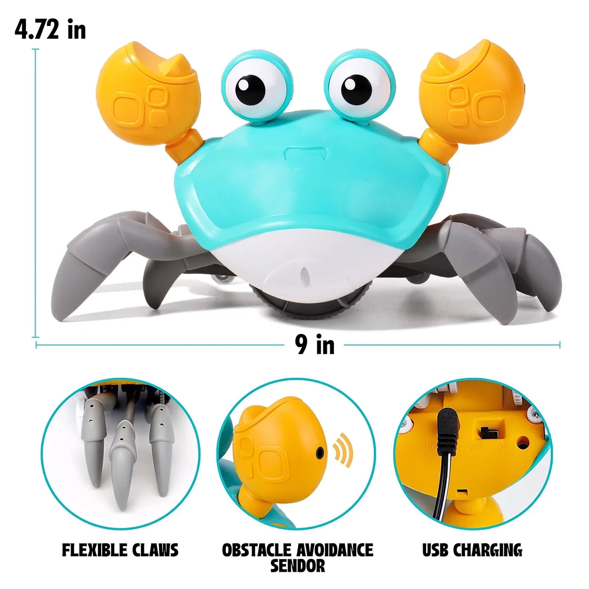Vesna Multicolor And Sensory Crawling Crab For Little Kids 6-12 Years And Toddlers 0-6 Months Tummy Time and Encourage Learning Crawl - Ideal Birthday And Christmas Gift