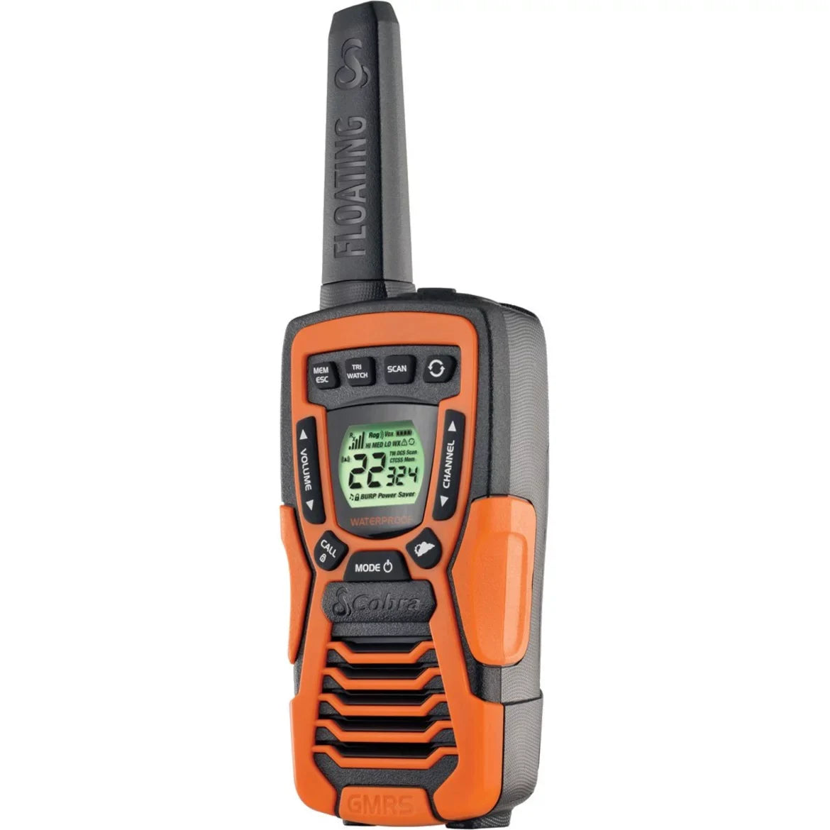 COBRA ACXT1035R FLT Floating Walkie Talkies- Fluid Rechargeable, Long Range up to 37-Mile Two Way Radio with NOAA Weather Alert & VOX ( 2 Pack )