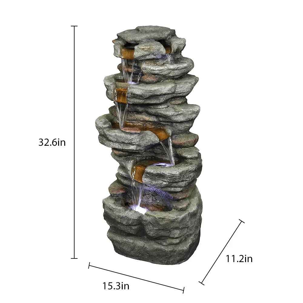 32.6inches Rock Fluid Fountain with Led Lights