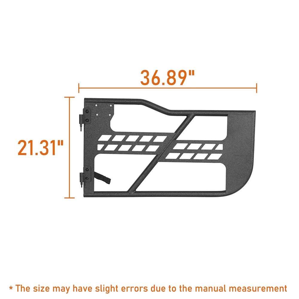 Hooke Road Fit 2018-2023 Jeep Wrangler JL 2-Door Steel Tubular Half Door Guards Frame Black