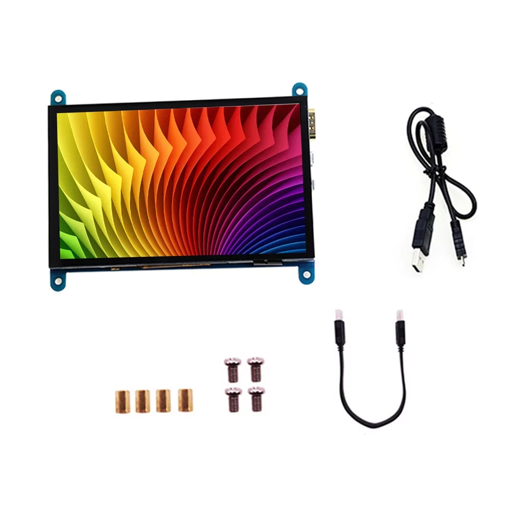 Htovila 5 Inch Capacitive Display Display 800*480 Resolution Small Portable with USB Interface Compatible with Raspberry Pi Educational Tool