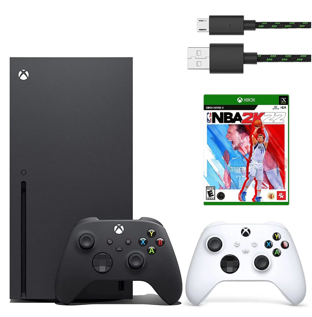 Xbox Series X with White Controller, NBA 2K22, & USB C Cable