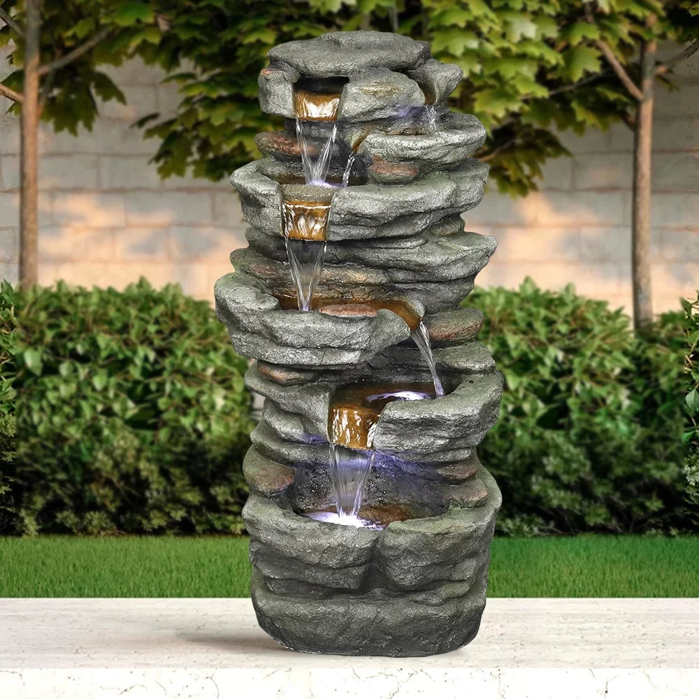 32.6inches Rock Fluid Fountain with Led Lights