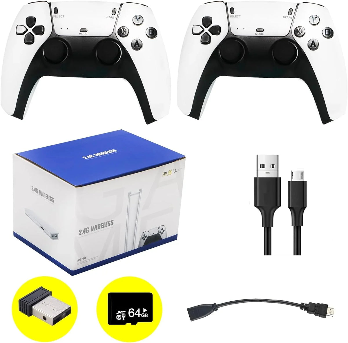 Wireless Retro Game Console, Plug and Play Video Game Stick Built in 20000+ Games,23 Classic Emulators, 4K High Definition HD Output for TV with Dual 2.4G Wireless Controllers