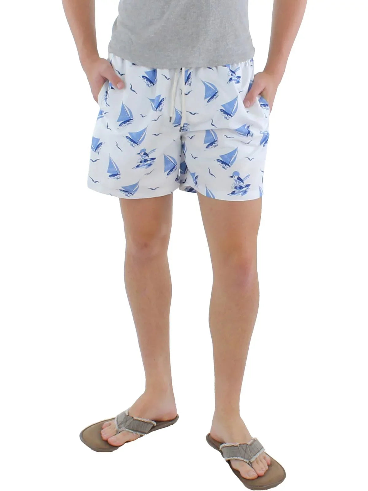 Polo Ralph Lauren Mens Sailboat Printed Beachwear Swim Trunks