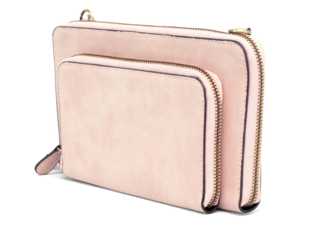 Joy Susan Women's Brushed Mini Convertible Zip Wristlet Bag, Barely Pink, One-Size