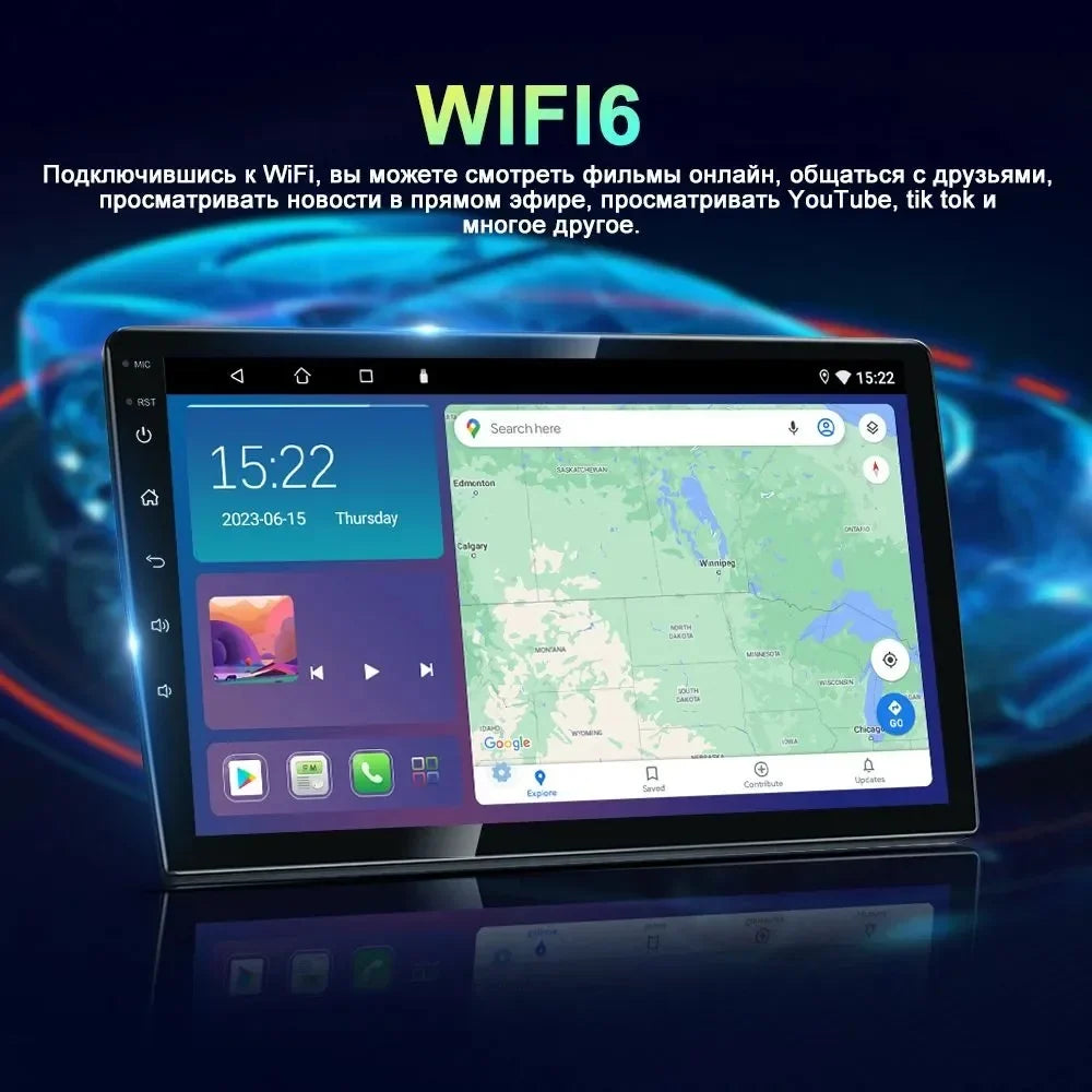 Car Radio for Toyota Highlander 2014-2019 Built-in Carplay/Android Auto, Android 10 Host 4G RAM 64G ROM with WiFi GPS Navigation Bluetooth Steering Wheel Control
