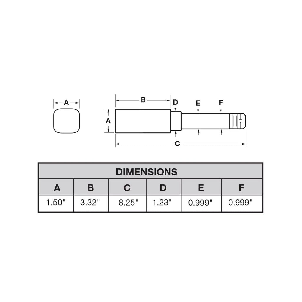 Square Stock - Trailer Axle Spindle For 1 Inch I.D Bearings