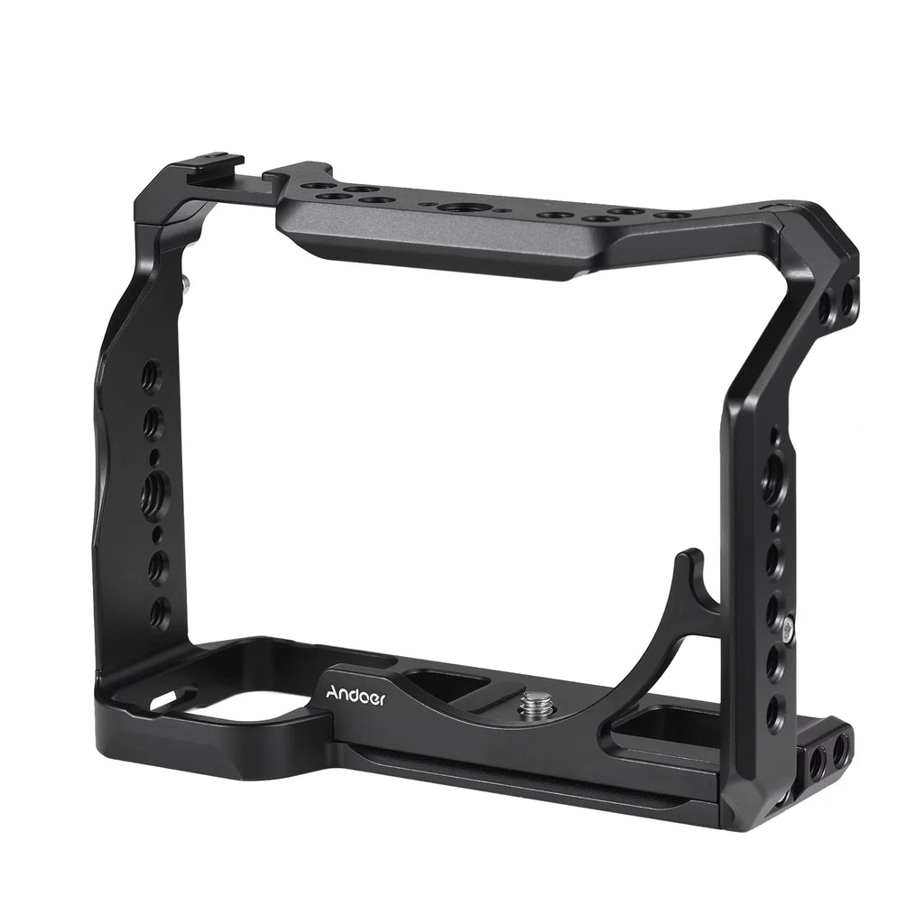 Andoer Cage Aluminum Alloy Video Cage with Cold Shoe Mounts Numerous 14 Inch Screw Holes Replacement for A7IV/ A7M4/ A1/ A7R4/ A7S3