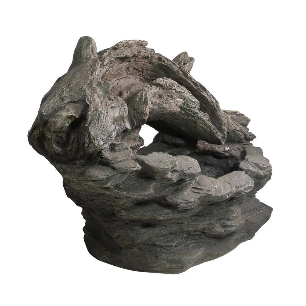 Northlight 27" Faux Wood and Rock Outdoor Garden Fluid Fountain