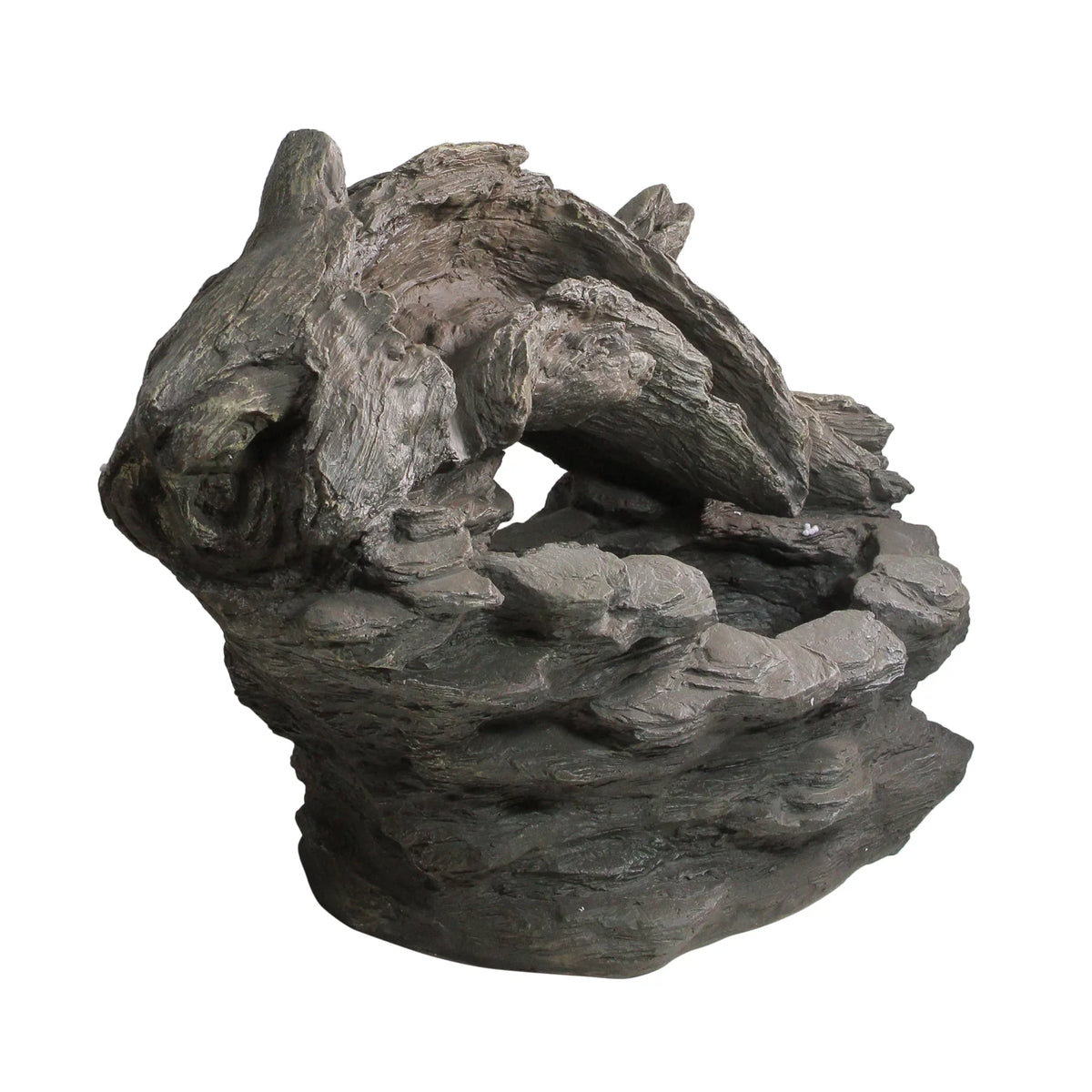 Northlight 27" Faux Wood and Rock Outdoor Garden Fluid Fountain