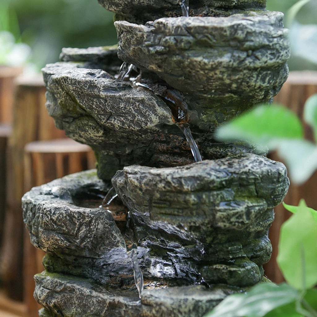 Cascading Rock Liquid Fountain - Soothing Fluid Sounds & LED Lighting