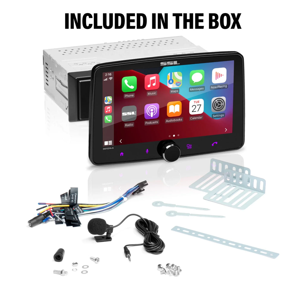 Sound Storm Laboratories DD7CPA-S Car Audio Stereo System - CarPlay, Android Auto, Single Din with 7 Inch Monitor Bluetooth Audio & Calling Head Unit, No CD Player, Radio Receiver