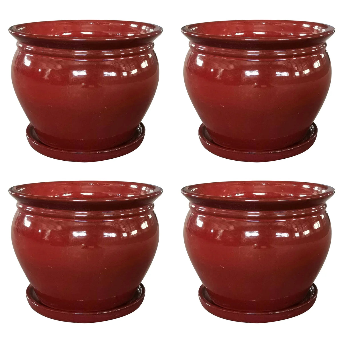 Southern Patio Wisteria 8" Round Ceramic Planter Pot with Saucer, (4 Pack)
