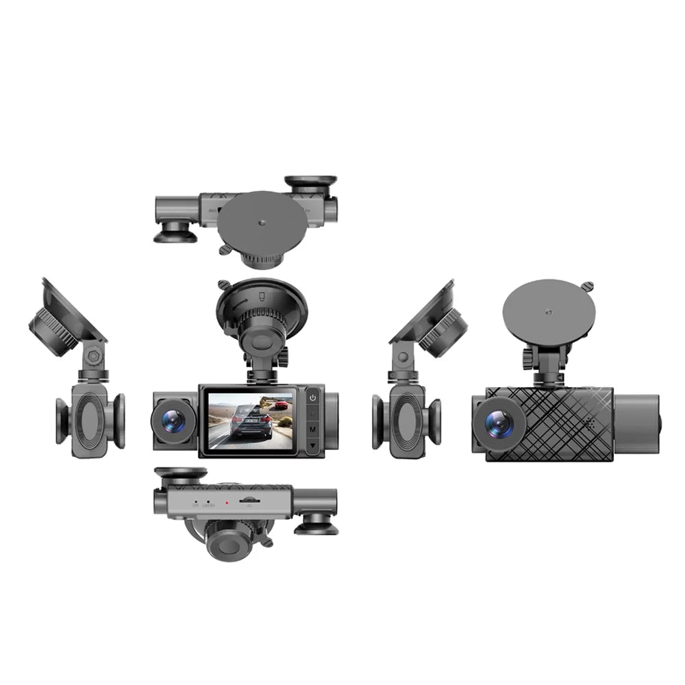 Pinnaco Dash Camera 3 Cameras Rearview Mirror Video Recorder Multi-Language Auto Safety Driving