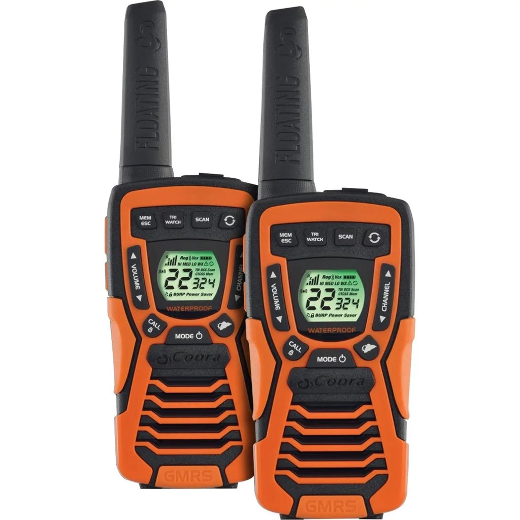 COBRA ACXT1035R FLT Floating Walkie Talkies- Fluid Rechargeable, Long Range up to 37-Mile Two Way Radio with NOAA Weather Alert & VOX ( 2 Pack )