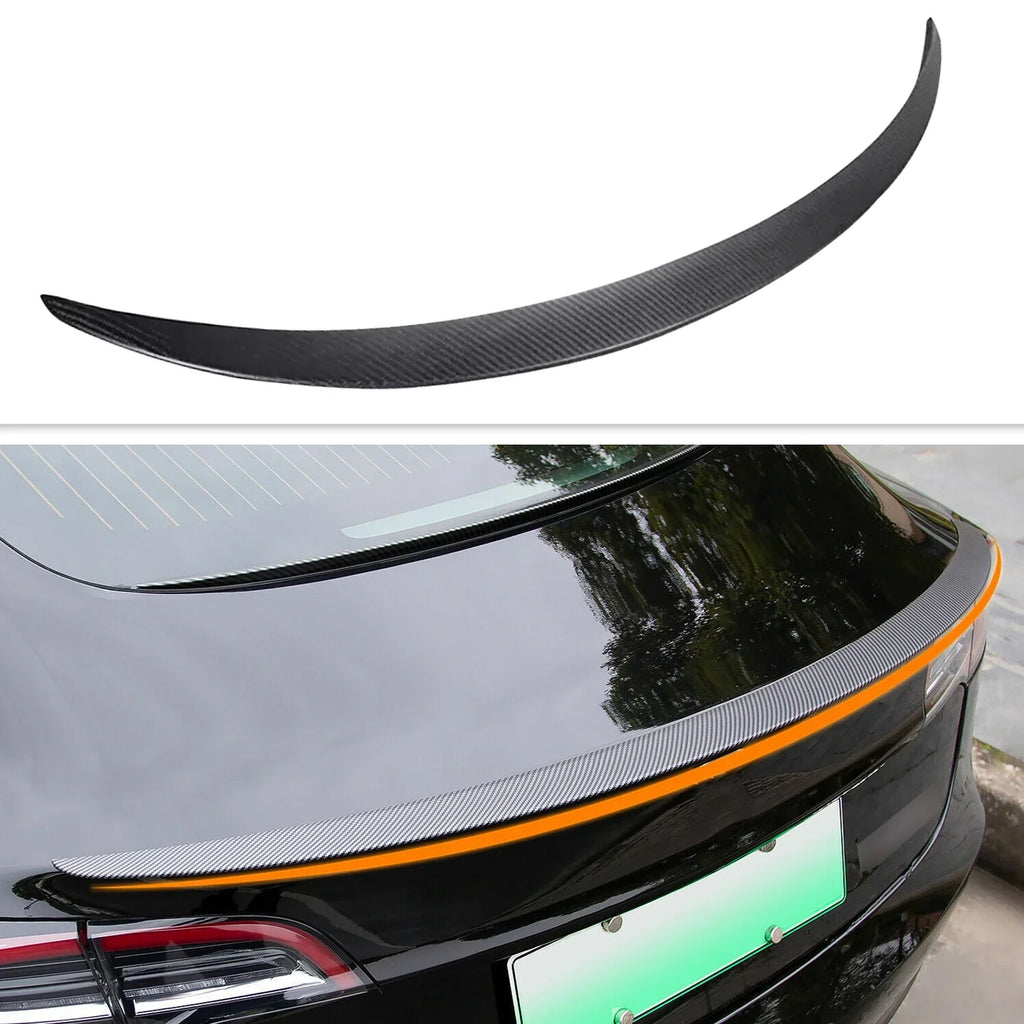 Rear Trunk Lip Spoiler Wing (Matte Carbon Fiber) For 2017 - 2023 Tesla Model 3