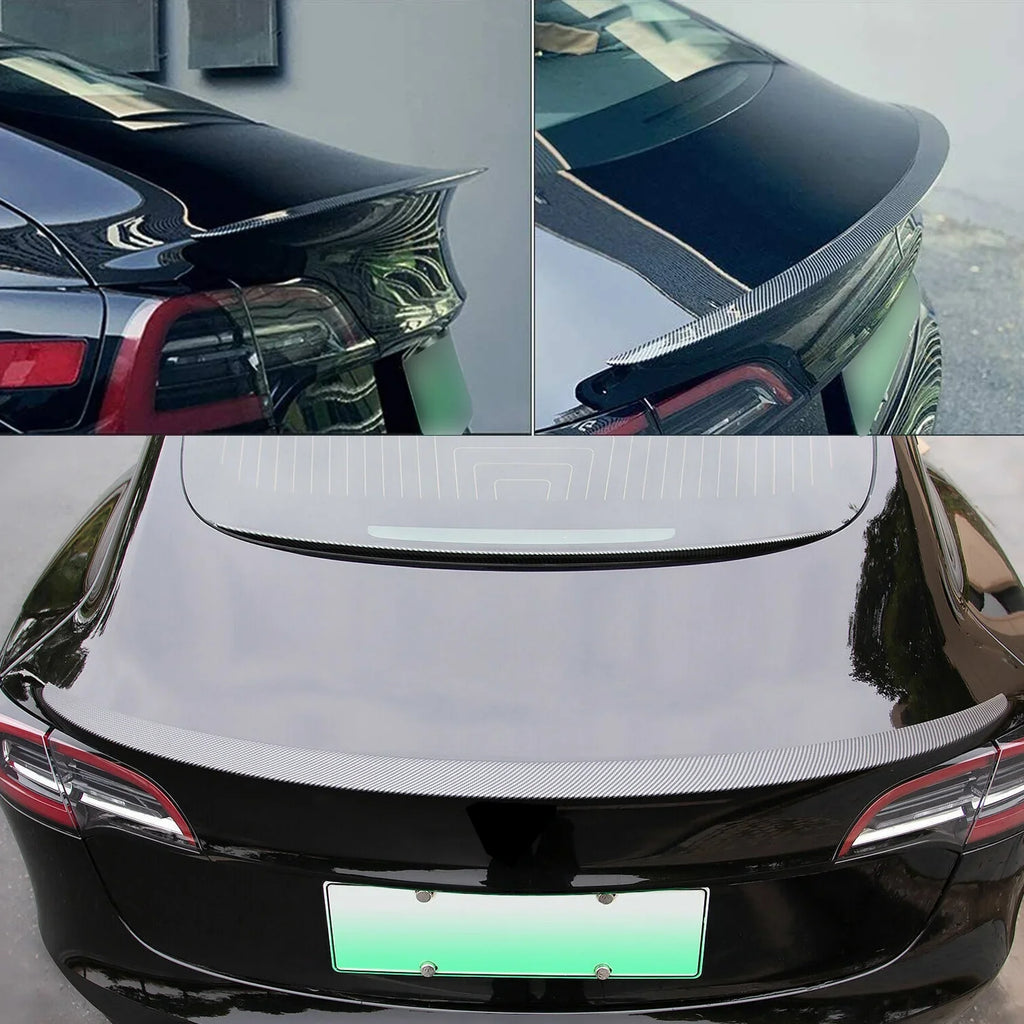 Rear Trunk Lip Spoiler Wing (Matte Carbon Fiber) For 2017 - 2023 Tesla Model 3