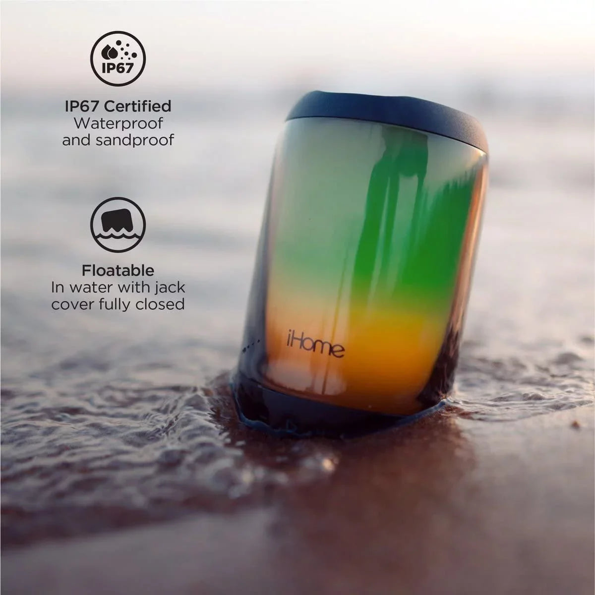 iHome Liquid Bluetooth Speaker with Lights, Color-Changing Portable Speaker