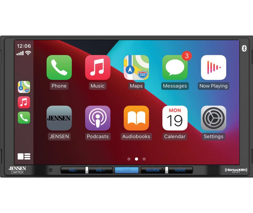 Jensen CAR710X 7” Mechless Multimedia Receiver with CarPlay l Android Auto l SiriusXM-Ready l Built-in Bluetooth l 240 Watts MOSFET Power (60W x 4)