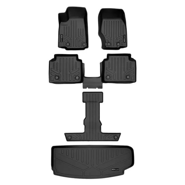 Smartliner SA0568-B0569-C0569-E0568 All Weather Custom Fit Black 3 Row & Cargo Liner Behind the 3rd Row Floor Mat Liner Set for 2021-2023 Jeep Grand Cherokee L, Black