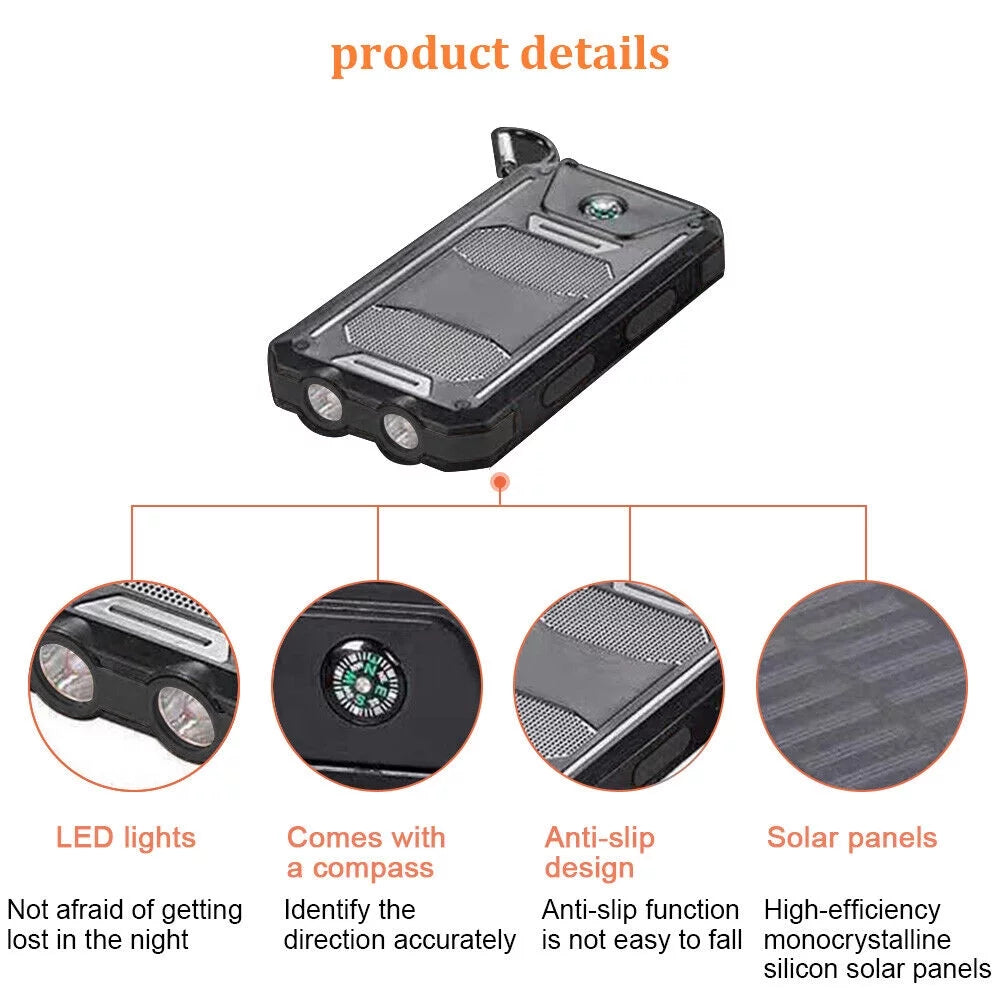 Super 90000000mAh USB Portable Charger Solar Power Bank For Cell Phone Black US