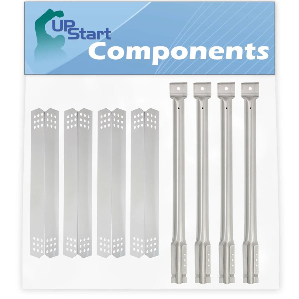 4-Pack BBQ Grill Heat Shield Plate Tent & Tube Burner Replacement Parts for Kitchenaid 720-0733 - Old - Compatible Barbeque Stainless Steel Flame Tamer, Flavorizer Bar 16 1/8" & Tube Burners