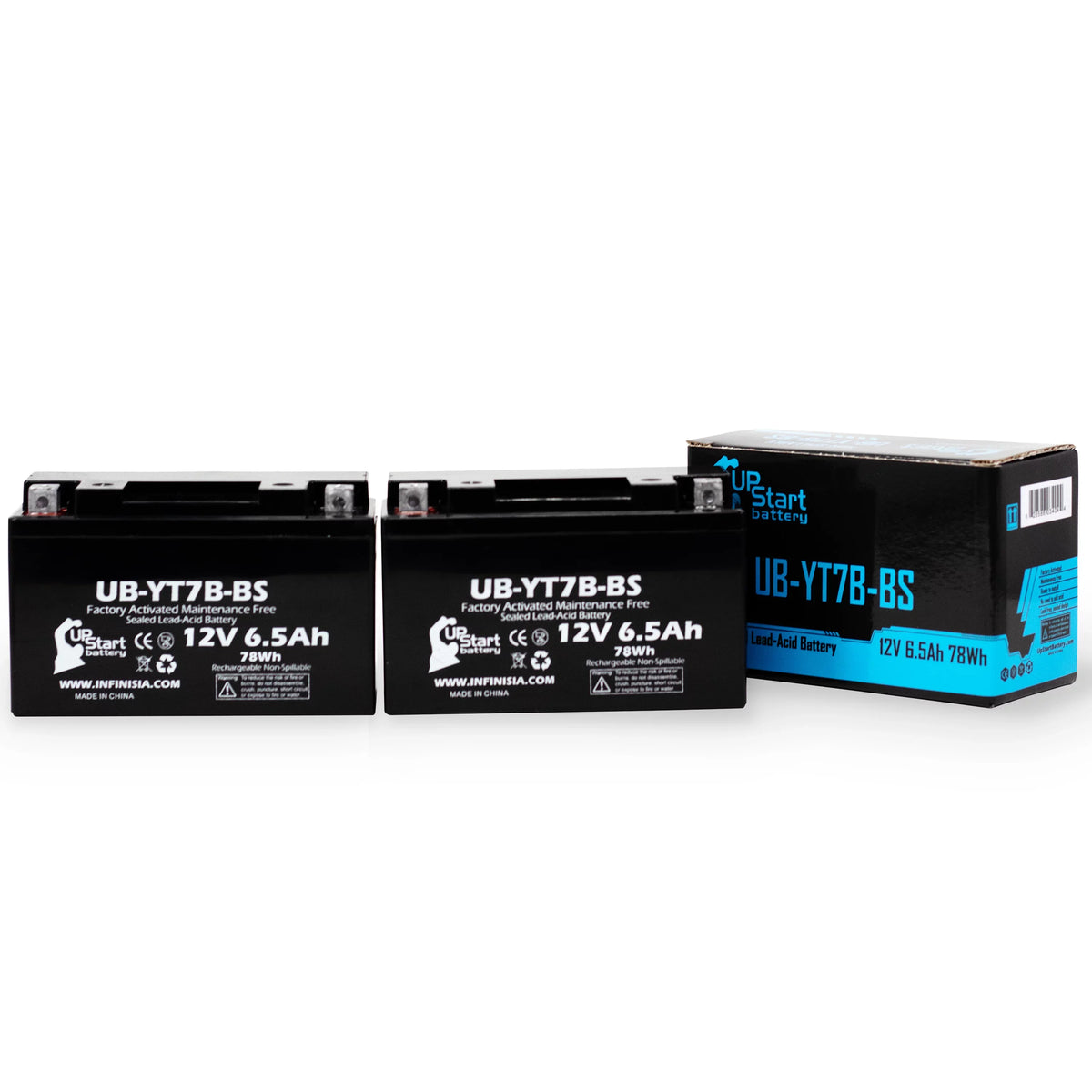 2-Pack Replacement 2012 Bombardier (Can-Am) DS450 450CC Factory Activated, Maintenance Free, ATV Battery - 12V, 6Ah, UB-YT7B-BS