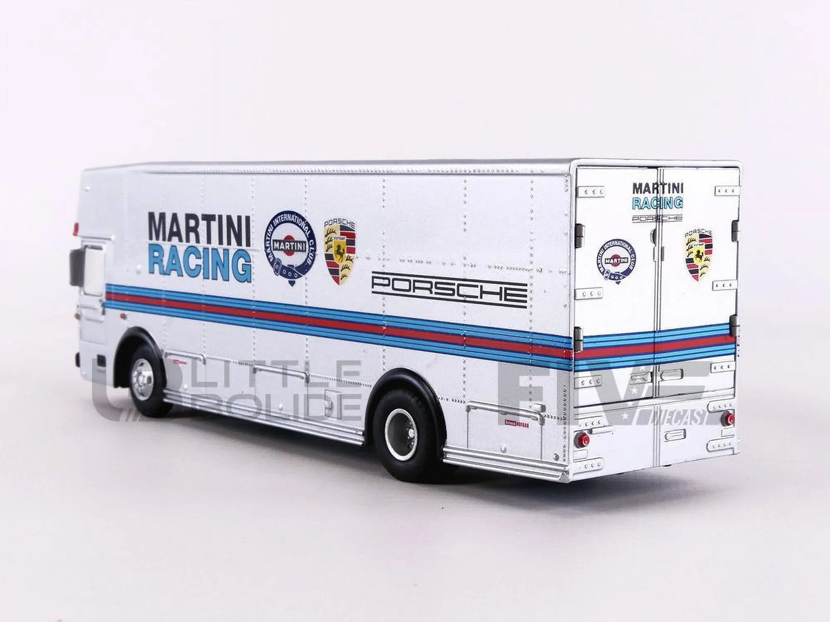 Mercedes Benz Race Car Transporter "Martini Racing" Silver with Stripes 1/64 Diecast Model by Schuco