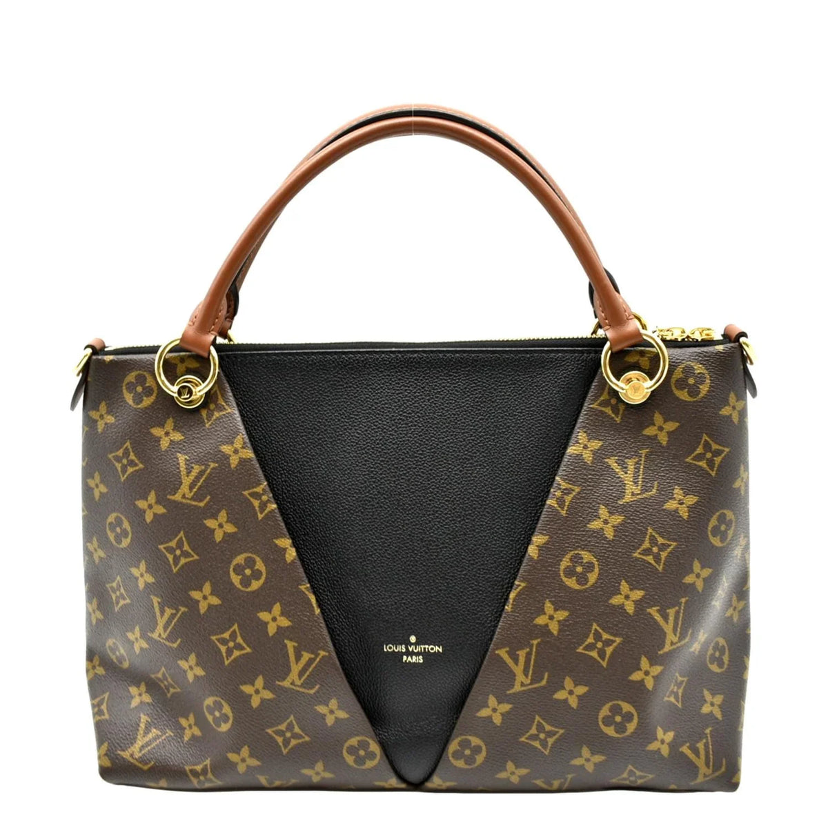 Pre-owned LOUIS VUITTON V MM Monogram Leather Hobo Bag Black
