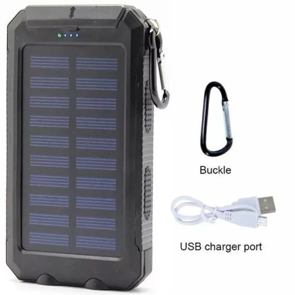 Super 90000000mAh USB Portable Charger Solar Power Bank For Cell Phone Black US