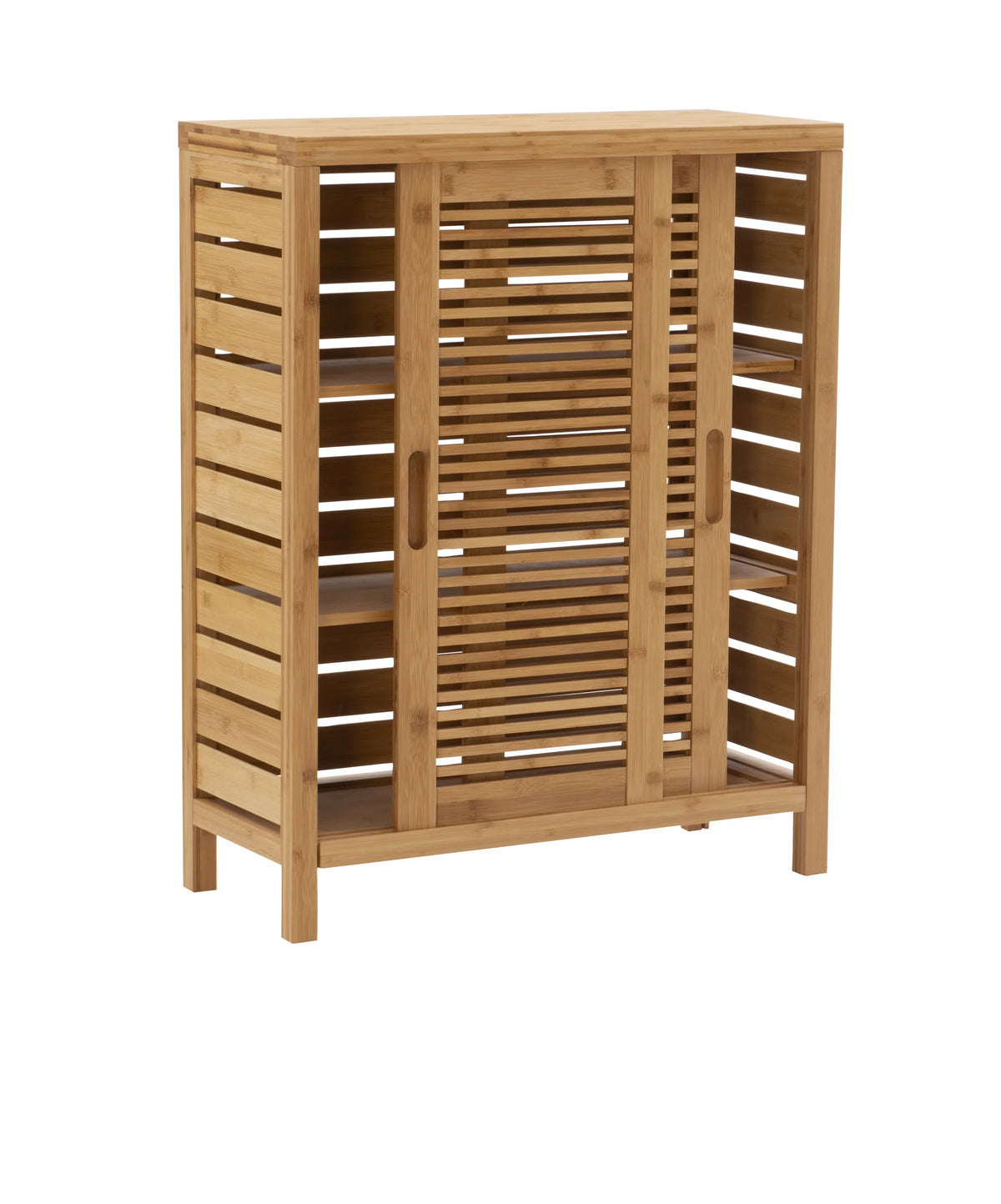 Linon Bracken 3 Shelf 2 Door Bathroom Storage Floor Cabinet, Bamboo