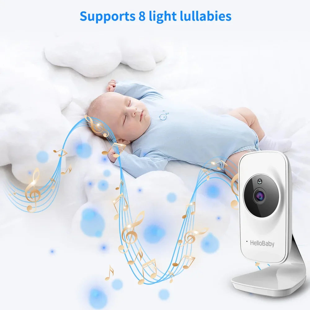 Video Baby Monitor with Camera and Audio, 5" Color LCD Monitor HelloBaby Monitor Camera, Infrared Night Vision, Temperature Display, Lullaby, Two Way Audio and VOX Mode 5 inches