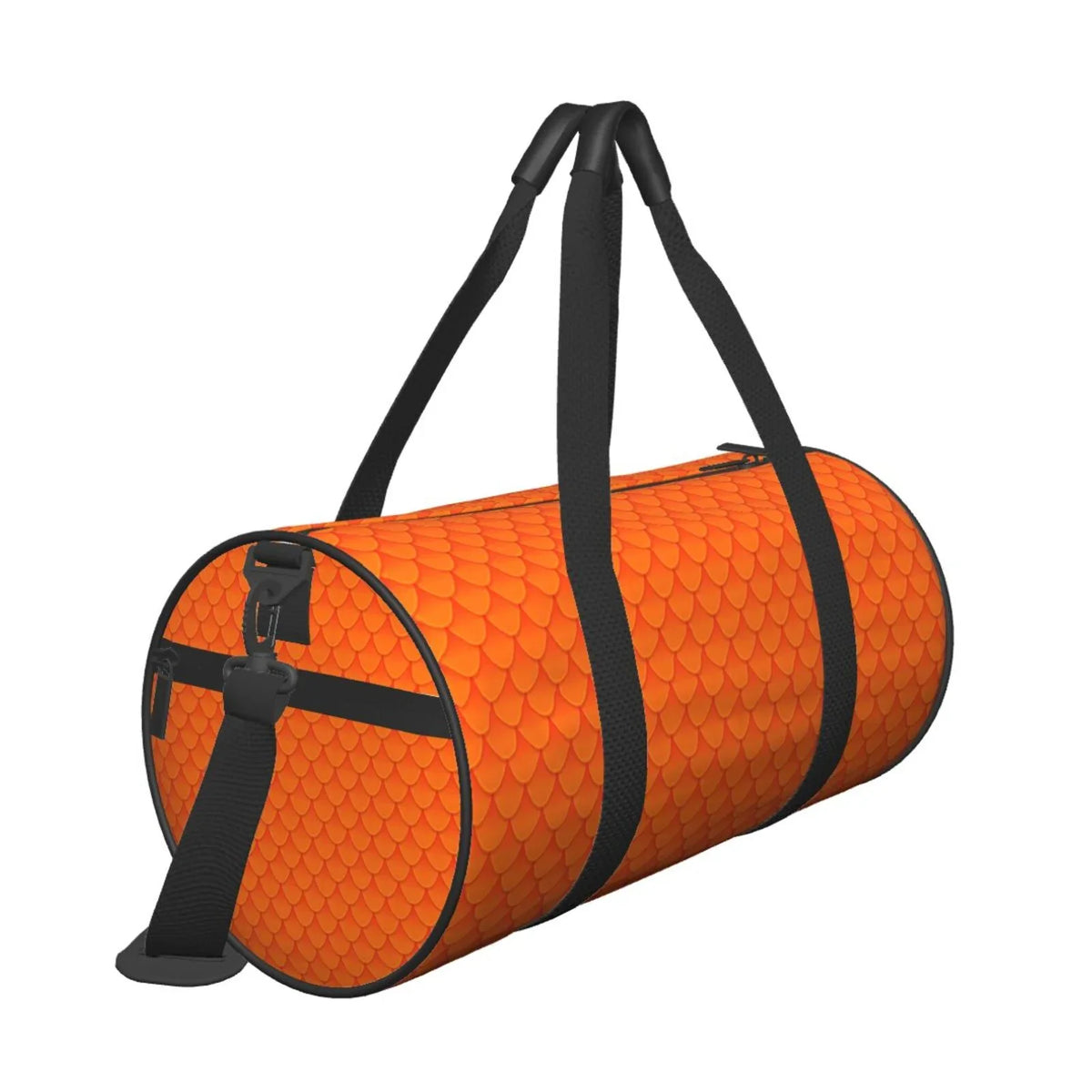 Coaee Orange Scales Large Capacity Travel Luggage Bag Cylinder Gym Bag Fluid Sports Bag with Pocket and Compartment
