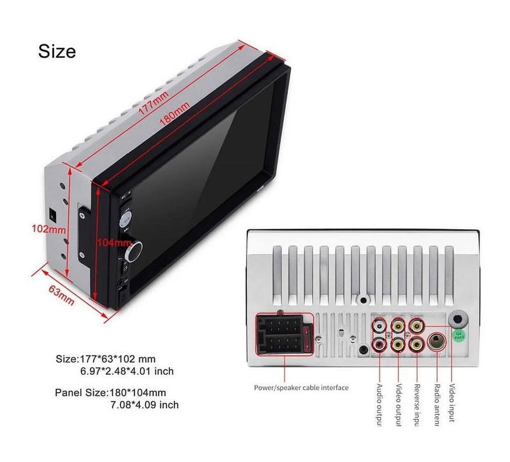 HD Touch Display Car Stereo Car MP4 MP5 player 2 DIN Bluetooth 7 Inch car radio with Rear View Camera/ Mirror Link /Car Audio /Video /FM /USB /TF /AUX