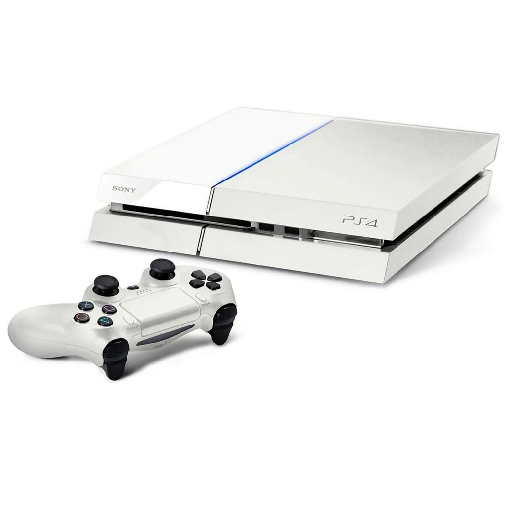 PlayStation 4 500GB Gaming Console White Headset 2 Controller with BOLT AXTION Cleaning Kit Bundle Like New