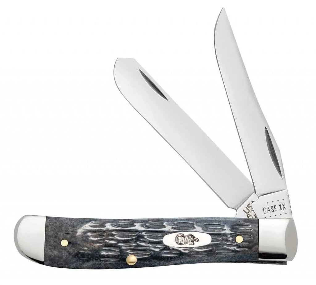 Case XX Knives Pocket Worn Crandall Jigged Gray Bone Mini Trapper Carbon Steel Pocket Knife 58414