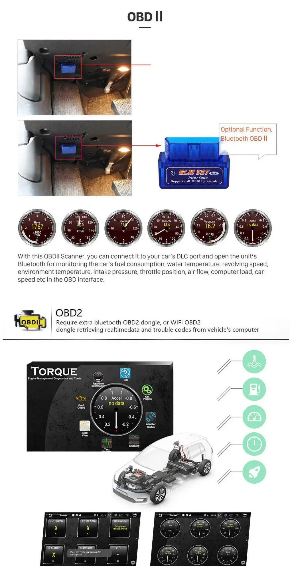 2+32G for Honda Accord 2003 to 2007 Wireless Carplay Android Auto Mirror Link 10.1'' Monitor Car Stereo Radio Android 13 Bluetooth GPS Wifi Hifi, AHD Backup Camera