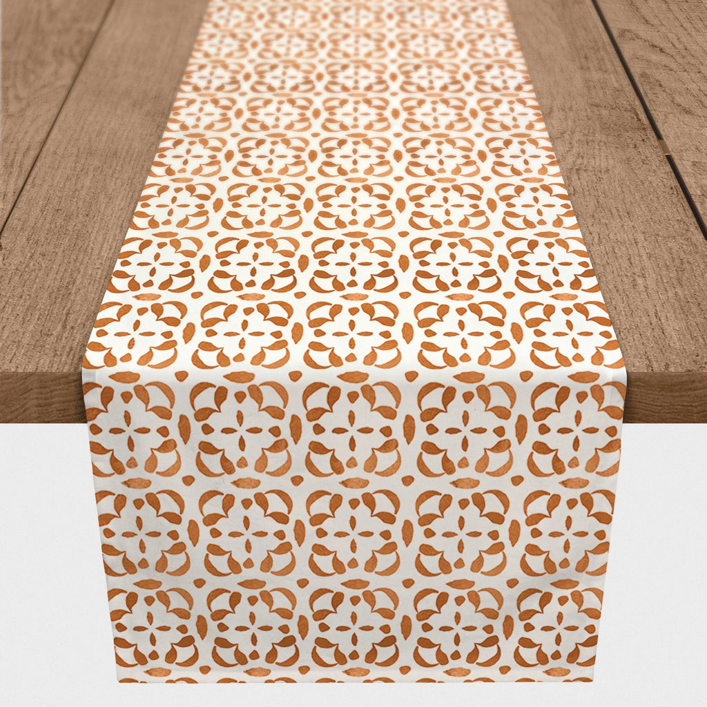 Creative Products Liquid Tile Pattern Orange 16x72 Poly Twill Table Runner