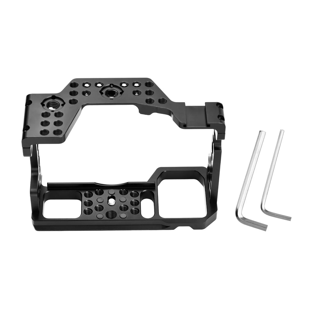 Camera Cage Aluminum Alloy Video Cage Replacement for A7M3 A7R3 A9 Mirrorless Camera with Cold Shoe Mount 1/4 Inch & 3/8 Inch Screw Holes