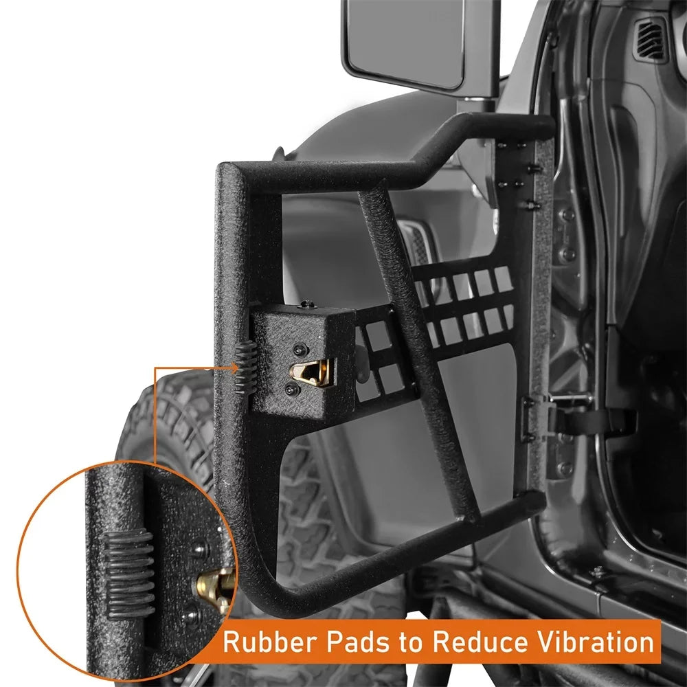 Hooke Road Fit 2018-2023 Jeep Wrangler JL 2-Door Steel Tubular Half Door Guards Frame Black