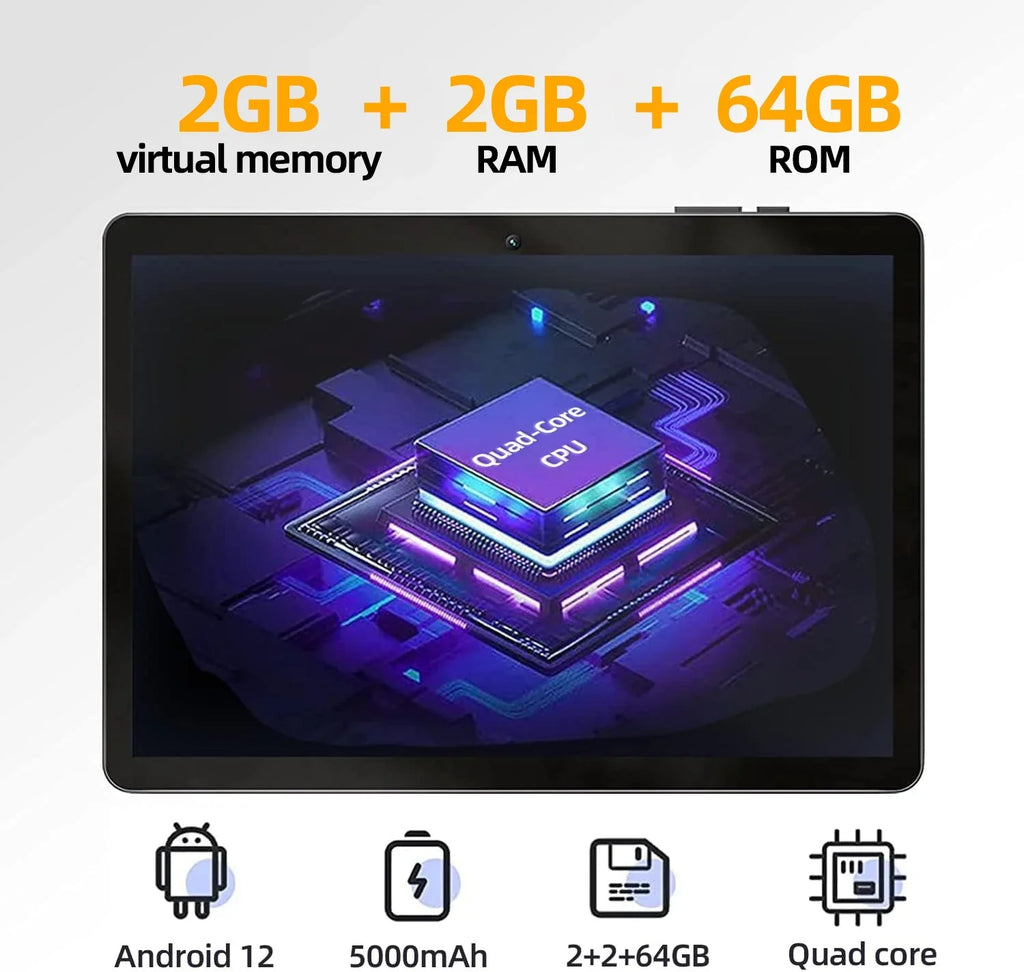 SGIN 10in Android 13 Tablet 2gb RAM 64gb ROM 800*1280 IPS HD Monitor 4-Core Allwinner 133, 2MP + 5MP