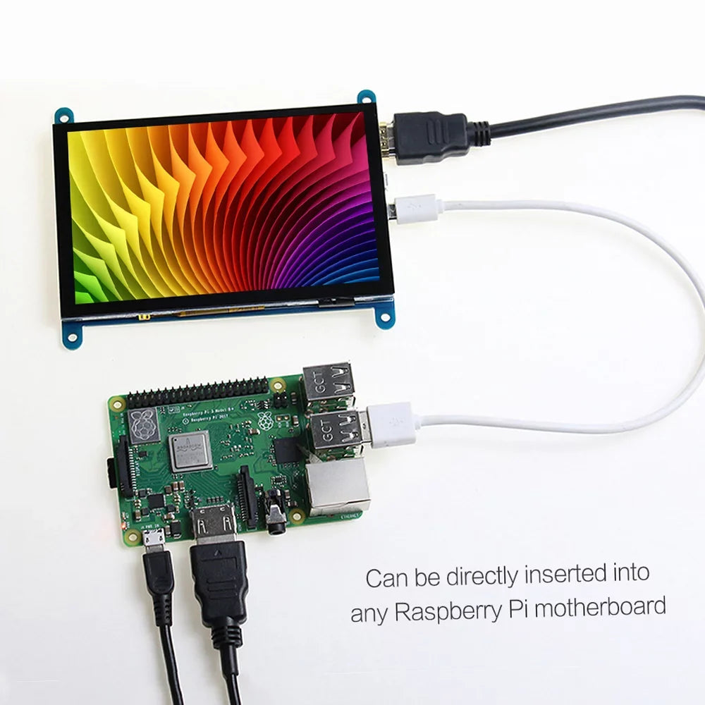 Htovila 5 Inch Capacitive Display Display 800*480 Resolution Small Portable with USB Interface Compatible with Raspberry Pi Educational Tool