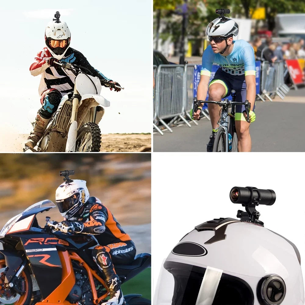 VSYSTO 2K Motorcycle Bike Helmet Camera, Portable WiFi Fluid Motorcycle Dash Cam Action Camera, 170° Super Wide Angle Night Vision Lens, WDR, Loop Recording